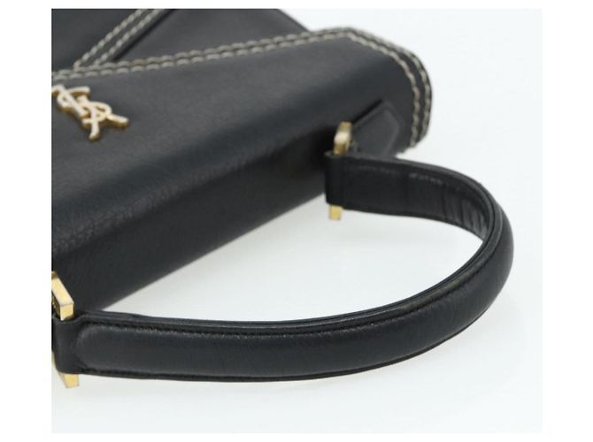 SAINT LAURENT Sac à main en cuir noir or Auth 177280A Doré - vue 7