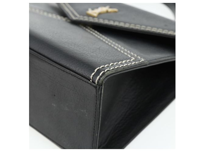 SAINT LAURENT Sac à main en cuir noir or Auth 177280A Doré - vue 9