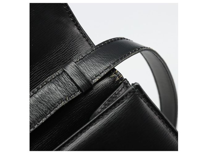 Sac à bandoulière Christian Dior en cuir noir et or Auth 177312 Doré - vue 10