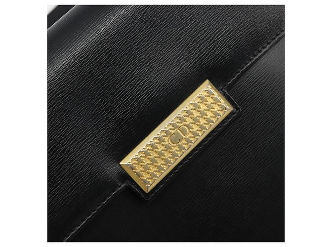 Sac à bandoulière Christian Dior en cuir noir et or Auth 177312 Doré - vue 18