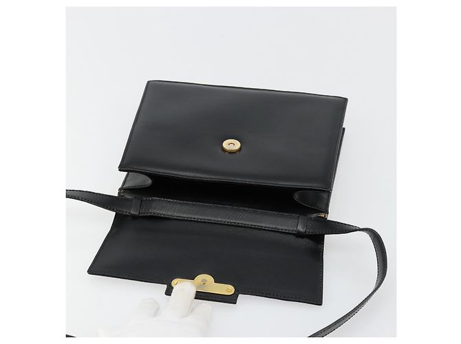 Sac à bandoulière Christian Dior en cuir noir et or Auth 177312 Doré - vue 19