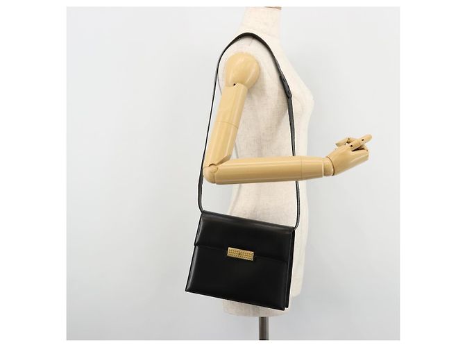 Sac à bandoulière Christian Dior en cuir noir et or Auth 177312 Doré - vue 24