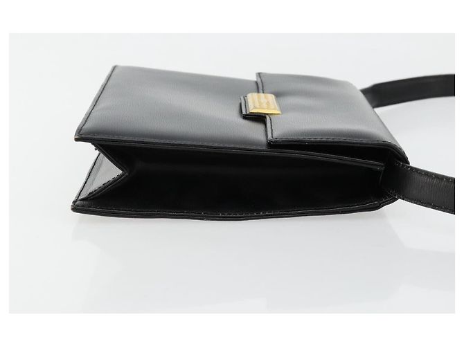 Sac à bandoulière Christian Dior en cuir noir et or Auth 177312 Doré - vue 3