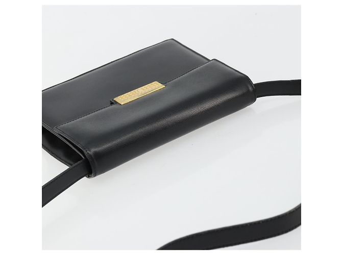 Sac à bandoulière Christian Dior en cuir noir et or Auth 177312 Doré - vue 6