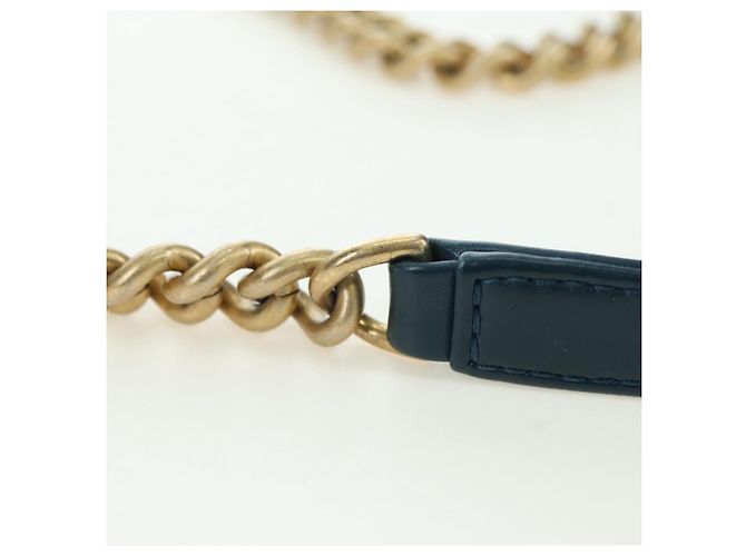 CHANEL Matelasse 23 Chain Bag Lamb Skin 2way Navy Gold CC Auth ep14001SAM D'oro Blu navy - vista 15
