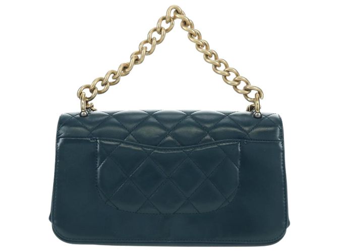 CHANEL Matelasse 23 Chain Bag Lamb Skin 2way Navy Gold CC Auth ep14001SAM D'oro Blu navy - vista 2
