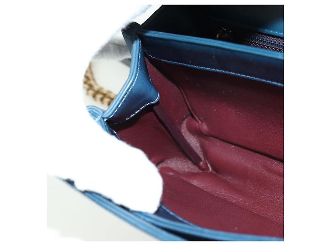 CHANEL Matelasse 23 Chain Bag Lamb Skin 2way Navy Gold CC Auth ep14001SAM D'oro Blu navy - vista 27