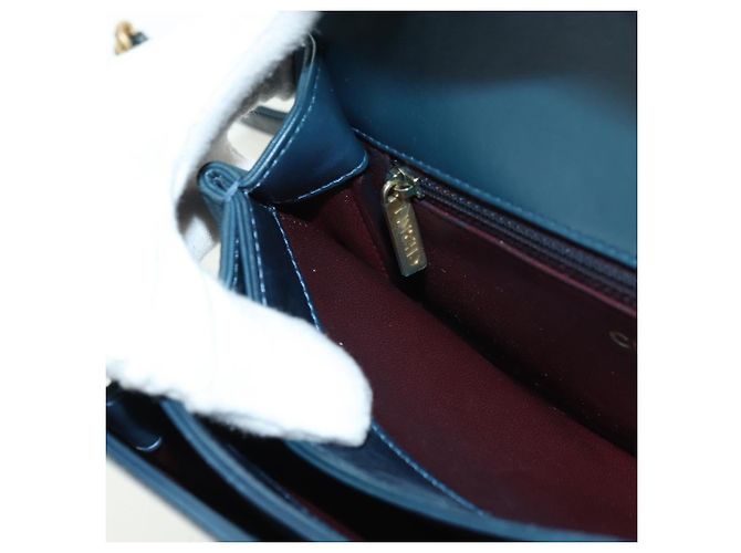CHANEL Matelasse 23 Chain Bag Lamb Skin 2way Navy Gold CC Auth ep14001SAM D'oro Blu navy - vista 30