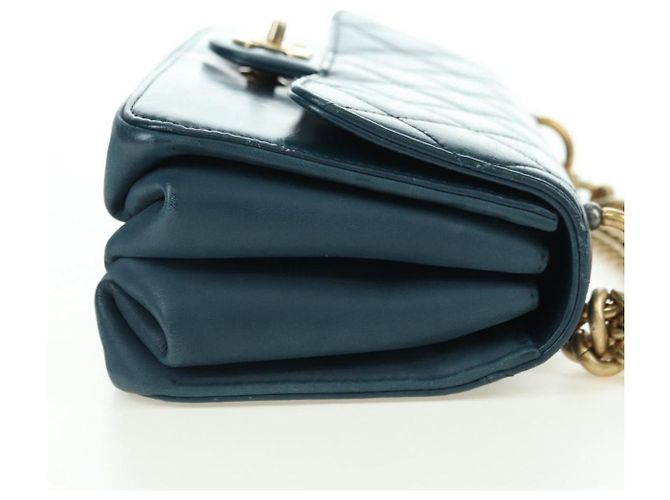 CHANEL Matelasse 23 Chain Bag Lamb Skin 2way Navy Gold CC Auth ep14001SAM D'oro Blu navy - vista 4
