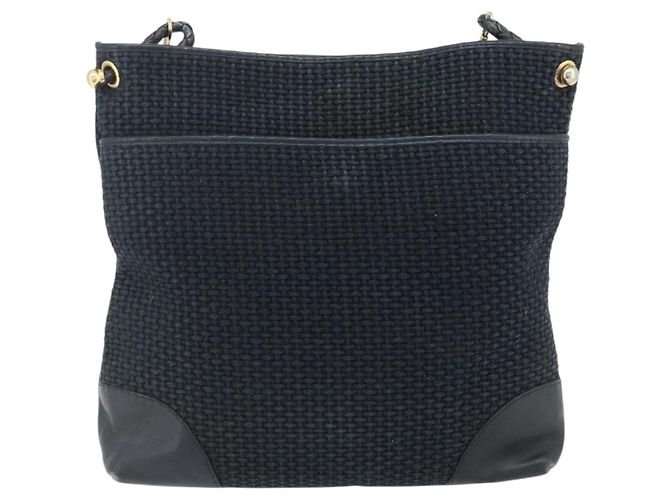Borsa a Spalla BOTTEGA VENETA paglia Navy Gold Auth 178160 D'oro Blu navy - vista 13