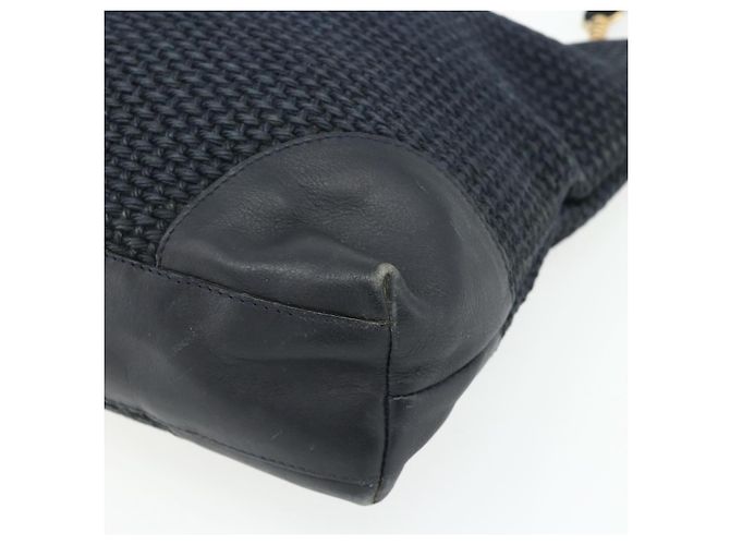 Borsa a Spalla BOTTEGA VENETA paglia Navy Gold Auth 178160 D'oro Blu navy - vista 15