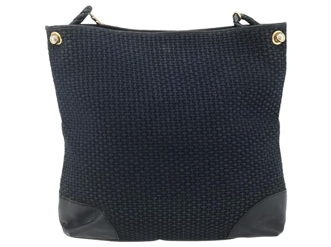 Borsa a Spalla BOTTEGA VENETA paglia Navy Gold Auth 178160 D'oro Blu navy - vista 2