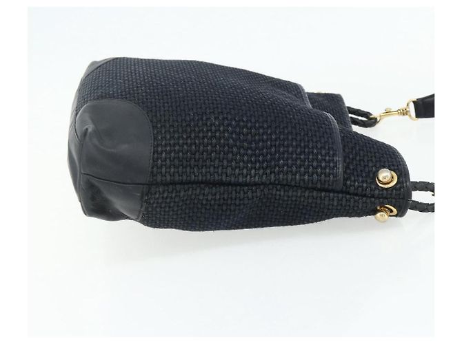 Borsa a Spalla BOTTEGA VENETA paglia Navy Gold Auth 178160 D'oro Blu navy - vista 4