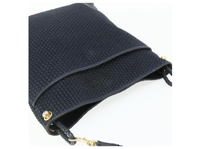 Borsa a Spalla BOTTEGA VENETA paglia Navy Gold Auth 178160 D'oro Blu navy - vista 6