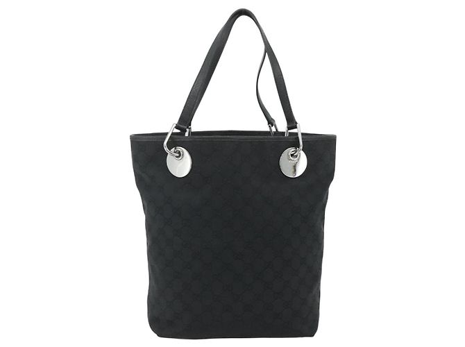 Borsa Tote GUCCI GG Canvas Nera Argento 120836 Auth 179008 Nero - vista 13