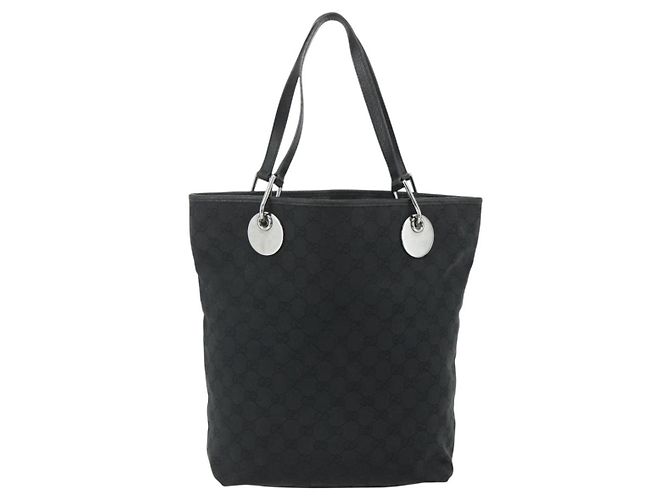 Borsa Tote GUCCI GG Canvas Nera Argento 120836 Auth 179008 Nero - vista 2