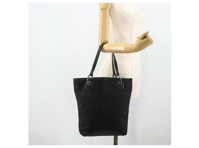 Borsa Tote GUCCI GG Canvas Nera Argento 120836 Auth 179008 Nero - vista 21