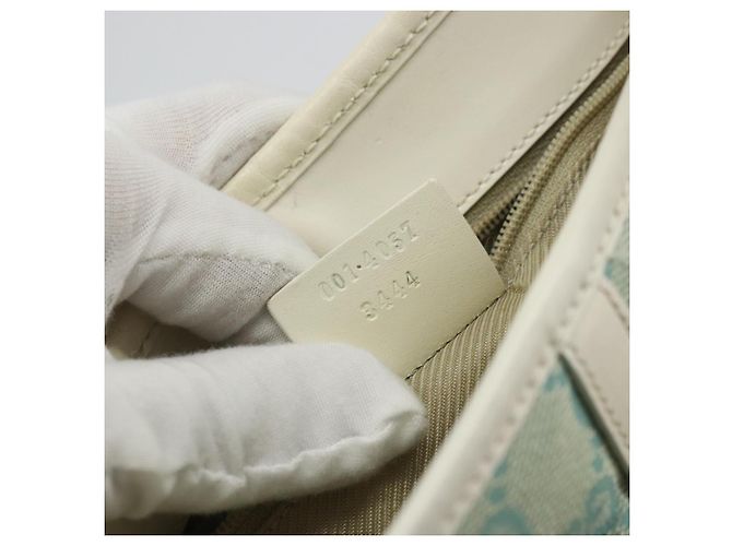 Borsa a Spalla Jackie GG Canvas GUCCI Azzurro Oro 001 4057 Auth 177714 D'oro Blu chiaro - vista 11