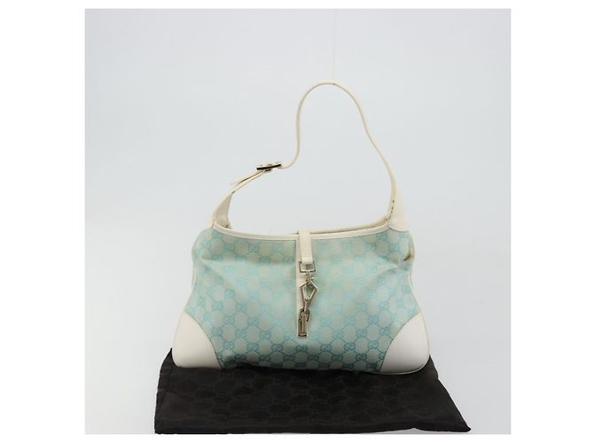 Borsa a Spalla Jackie GG Canvas GUCCI Azzurro Oro 001 4057 Auth 177714 D'oro Blu chiaro - vista 12