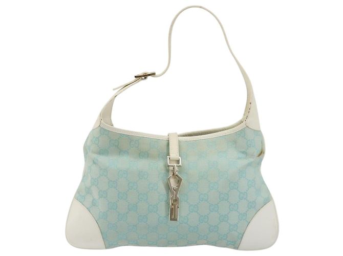 Borsa a Spalla Jackie GG Canvas GUCCI Azzurro Oro 001 4057 Auth 177714 D'oro Blu chiaro - vista 13