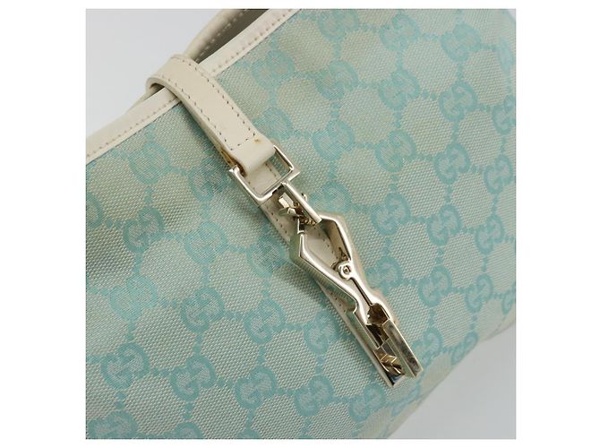 Borsa a Spalla Jackie GG Canvas GUCCI Azzurro Oro 001 4057 Auth 177714 D'oro Blu chiaro - vista 19