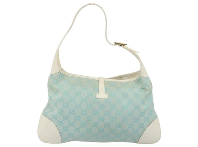 Borsa a Spalla Jackie GG Canvas GUCCI Azzurro Oro 001 4057 Auth 177714 D'oro Blu chiaro - vista 2