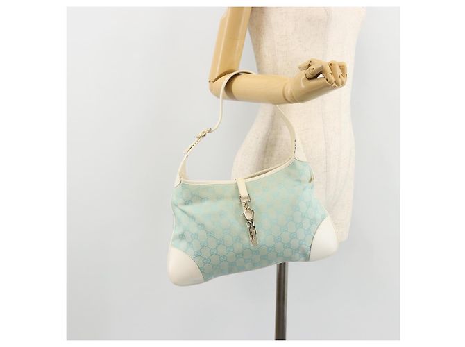 Borsa a Spalla Jackie GG Canvas GUCCI Azzurro Oro 001 4057 Auth 177714 D'oro Blu chiaro - vista 25