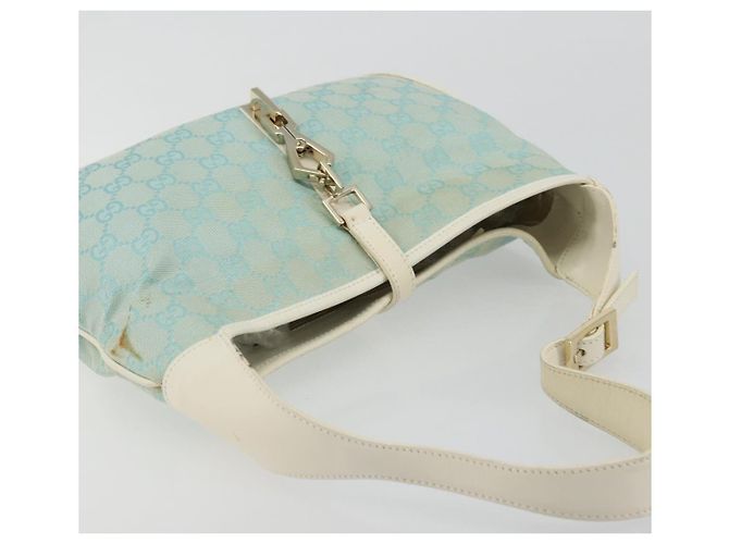 Borsa a Spalla Jackie GG Canvas GUCCI Azzurro Oro 001 4057 Auth 177714 D'oro Blu chiaro - vista 6