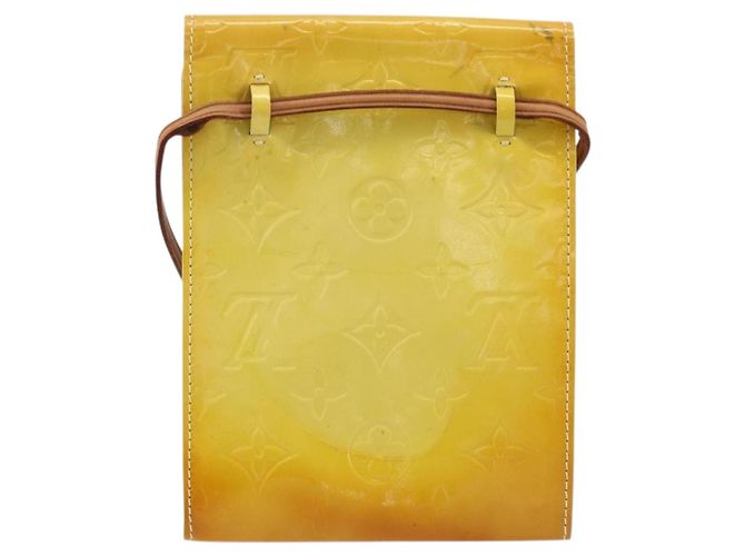 LOUIS VUITTON Monogram Vernis Kenmare Pouch Lime Yellow M91062 LV Auth bs34726A D'oro - vista 2