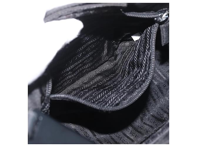Borsa a Spalla PRADA Nylon Nero Argento Auth bs34797 - vista 23