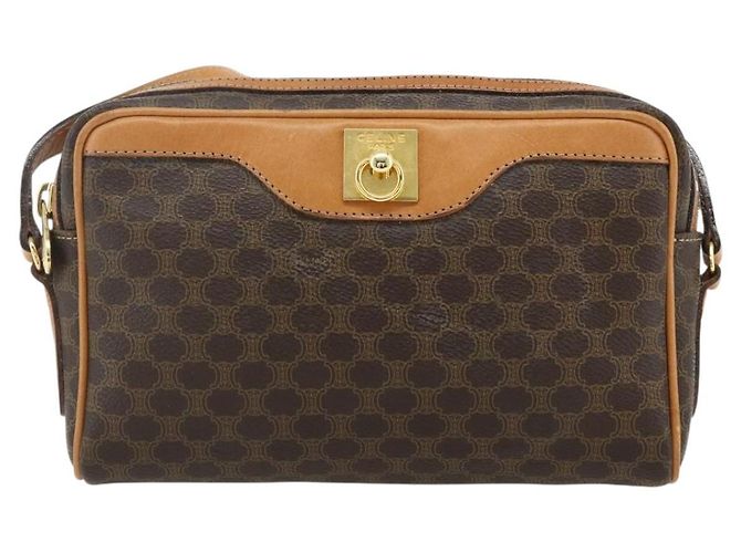 16 Céline CELINE Macadam Canvas Schultertasche PVC Leder Braun Gold Authentisch fm5323 Golden - Ansicht 13