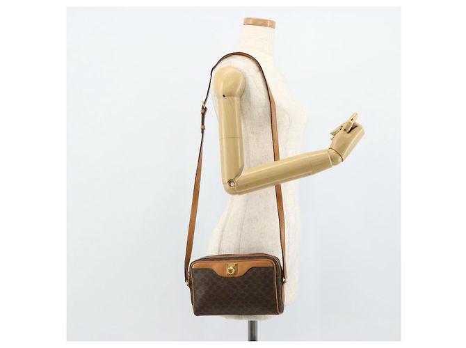 16 Céline CELINE Macadam Canvas Schultertasche PVC Leder Braun Gold Authentisch fm5323 Golden - Ansicht 23