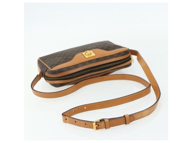 16 Céline CELINE Macadam Canvas Schultertasche PVC Leder Braun Gold Authentisch fm5323 Golden - Ansicht 7