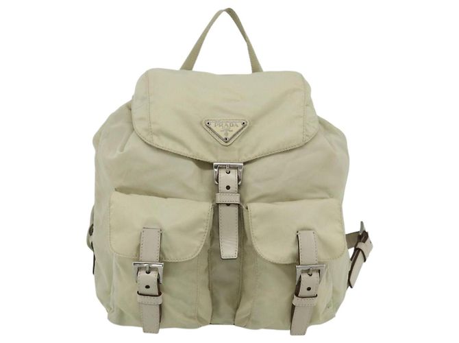 PRADA Backpack Nylon Ivory Silver Auth am11437 Silvery Cream - view 13