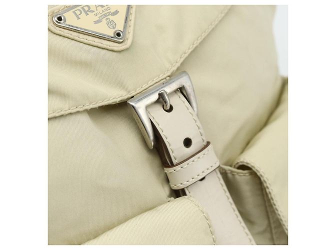 PRADA Backpack Nylon Ivory Silver Auth am11437 Silvery Cream - view 19