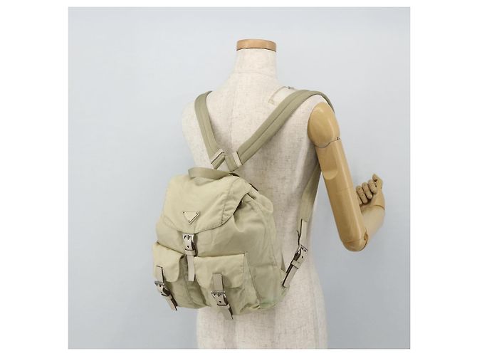 PRADA Backpack Nylon Ivory Silver Auth am11437 Silvery Cream - view 27