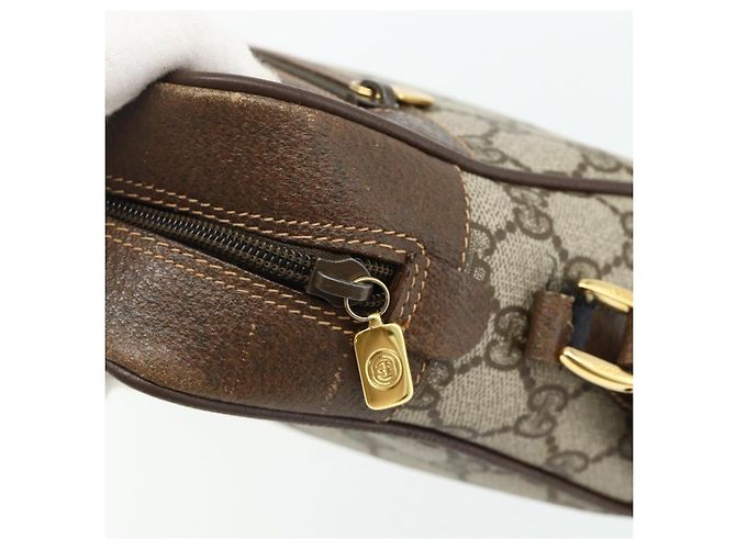 Borsa GUCCI GG Supreme Web Sherry Line PVC Beige Oro 119 02 088 Auth 178473 D'oro - vista 10