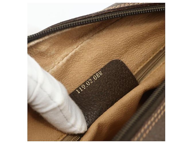 Borsa GUCCI GG Supreme Web Sherry Line PVC Beige Oro 119 02 088 Auth 178473 D'oro - vista 12