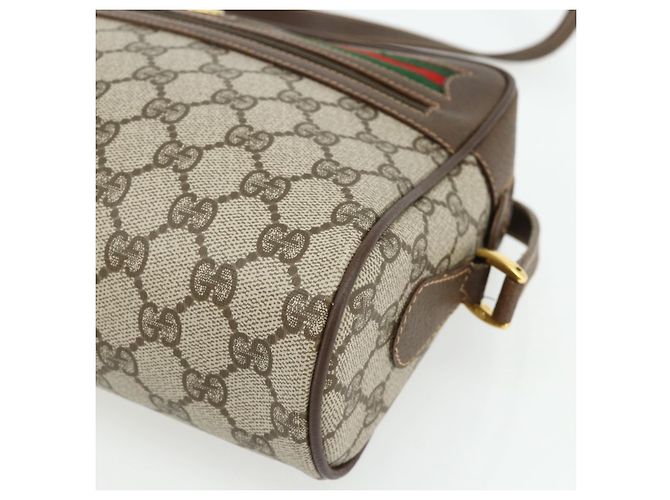 Borsa GUCCI GG Supreme Web Sherry Line PVC Beige Oro 119 02 088 Auth 178473 D'oro - vista 14