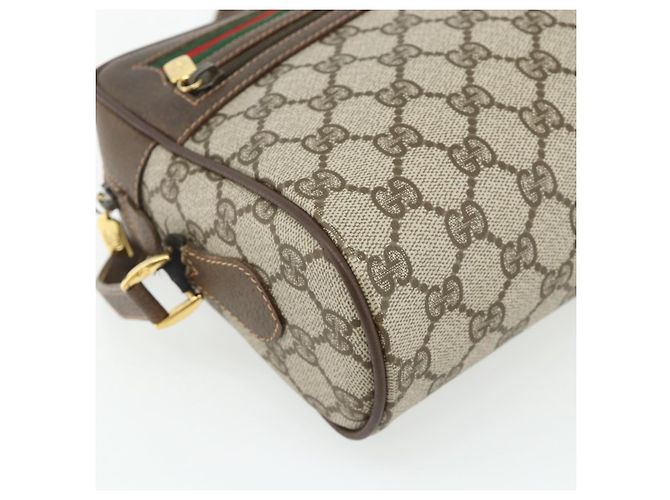 Borsa GUCCI GG Supreme Web Sherry Line PVC Beige Oro 119 02 088 Auth 178473 D'oro - vista 15