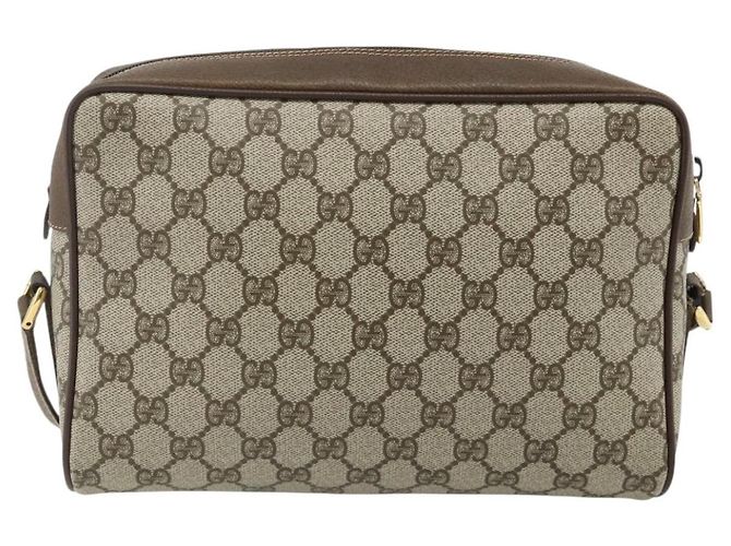 Borsa GUCCI GG Supreme Web Sherry Line PVC Beige Oro 119 02 088 Auth 178473 D'oro - vista 2