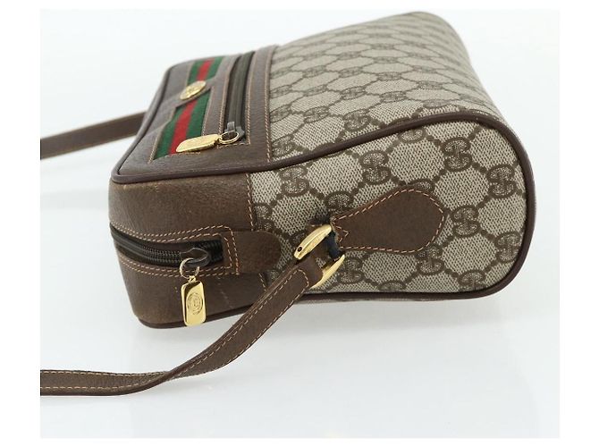 Borsa GUCCI GG Supreme Web Sherry Line PVC Beige Oro 119 02 088 Auth 178473 D'oro - vista 3