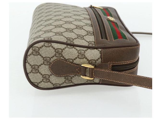 Borsa GUCCI GG Supreme Web Sherry Line PVC Beige Oro 119 02 088 Auth 178473 D'oro - vista 4