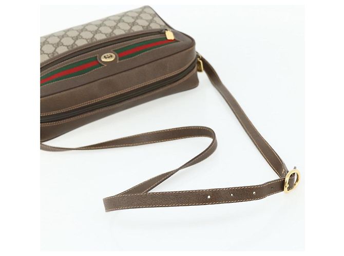 Borsa GUCCI GG Supreme Web Sherry Line PVC Beige Oro 119 02 088 Auth 178473 D'oro - vista 7
