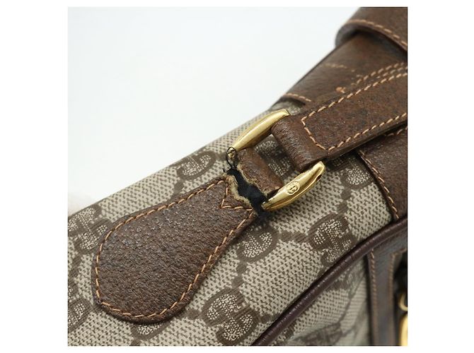 Borsa GUCCI GG Supreme Web Sherry Line PVC Beige Oro 119 02 088 Auth 178473 D'oro - vista 9