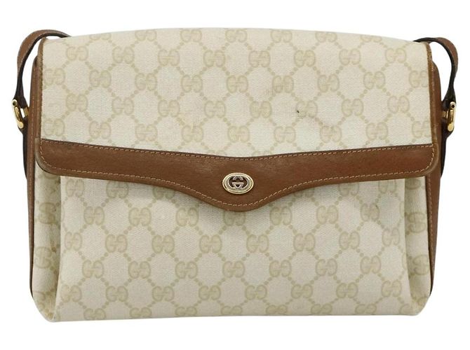 Borsa a Spalla GUCCI GG Supreme PVC Bianco Oro 904 02 084 Auth 178115 D'oro - vista 13