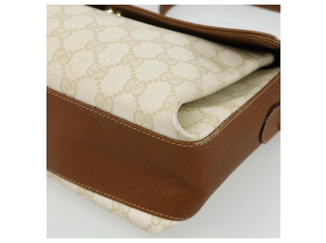 Borsa a Spalla GUCCI GG Supreme PVC Bianco Oro 904 02 084 Auth 178115 D'oro - vista 14