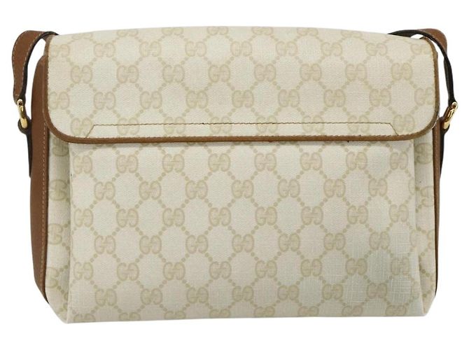 Borsa a Spalla GUCCI GG Supreme PVC Bianco Oro 904 02 084 Auth 178115 D'oro - vista 2