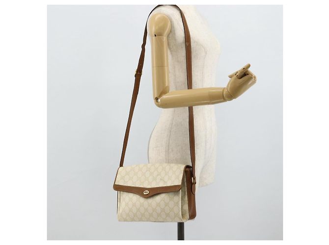 Borsa a Spalla GUCCI GG Supreme PVC Bianco Oro 904 02 084 Auth 178115 D'oro - vista 24