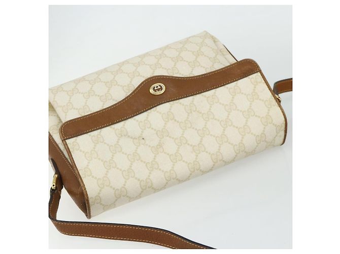 Borsa a Spalla GUCCI GG Supreme PVC Bianco Oro 904 02 084 Auth 178115 D'oro - vista 6